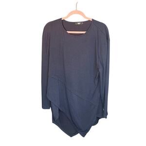 Vintage YESS Women's Size Large Long Sleeve Shirt Handkerchief Hem Y2K Blue Top